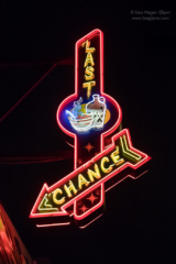 Neon sign outside Slim's Last Chance in Seattle