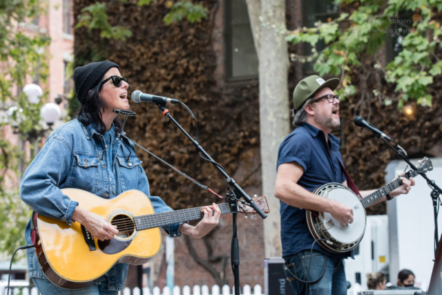 Sera Cahoone and Jeff Fielder perform in Occidental Square