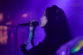 The vocalist from the trip-duo MYXA performs