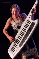 Marina Albero plays keytar at Town Hall Forum