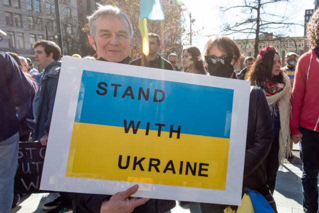 Pavel and Tatiana attended to stand against Russia and to express their worry about Ukraine. They said the invasion was not a surprise to them, because they have been fighting for 25 years. They left Ukraine before the conflict intensified.