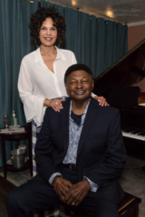 Darelle Holden and Dave Holden, Sr. pose after the gig at Calluna Restaurant.