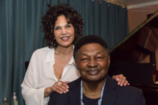 Darelle Holden and Dave Holden, Sr. pose after the gig at Calluna Restaurant.