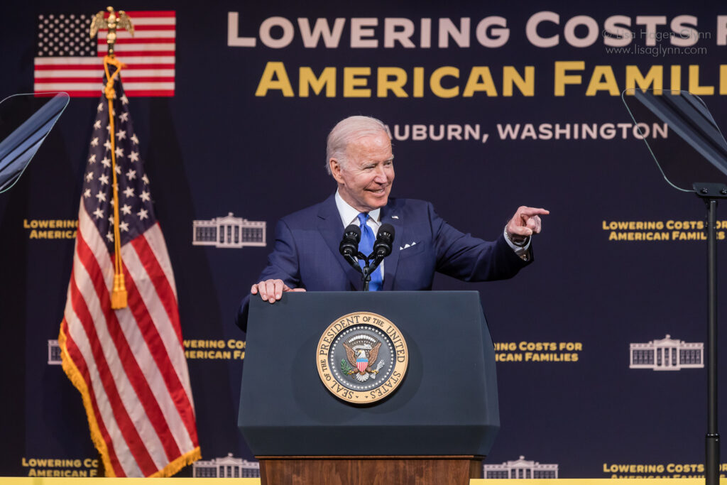 President Joe Biden speaks at Green River College