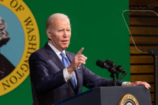President Joe Biden speaks at Green River College