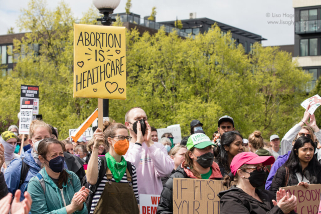 A sign reads, "Abortion is healthcare"