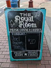 Joel Frahm Trio sign outside the Royal Room