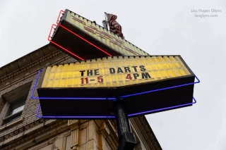Easy-Street Easy Street Records signage, showing "The Darts, 11-5 4PM"